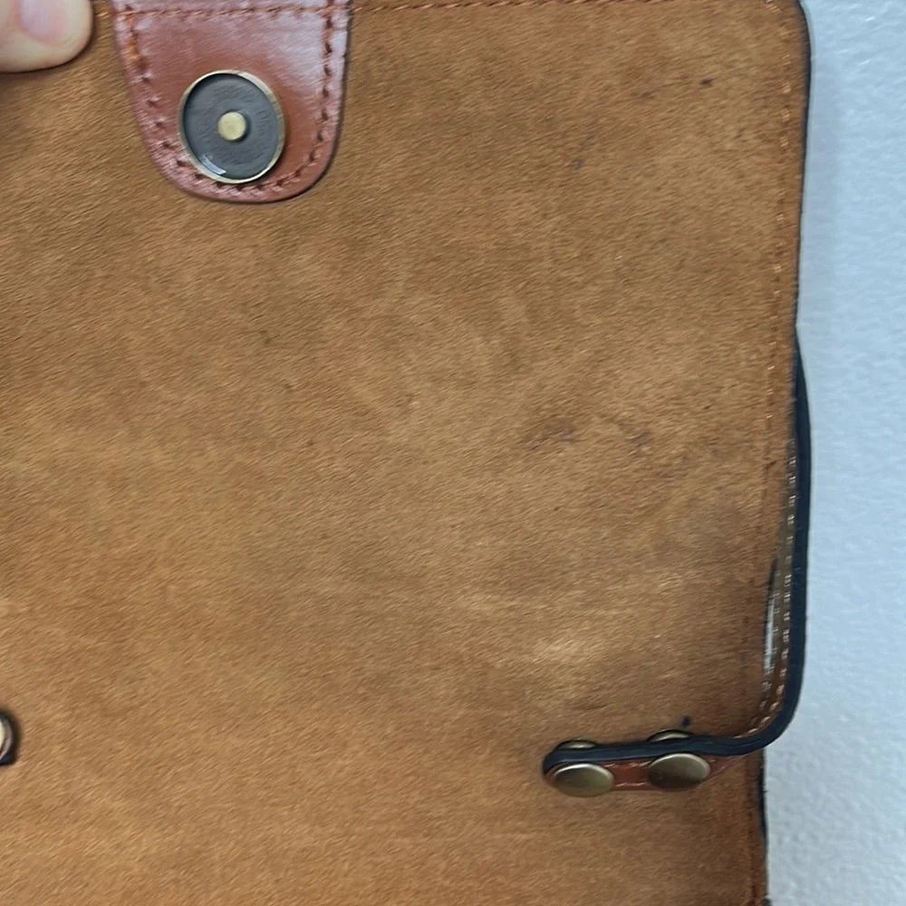 Patricia Nash Francia Brown Gold Leather Convertible Small Crossbody Bag
